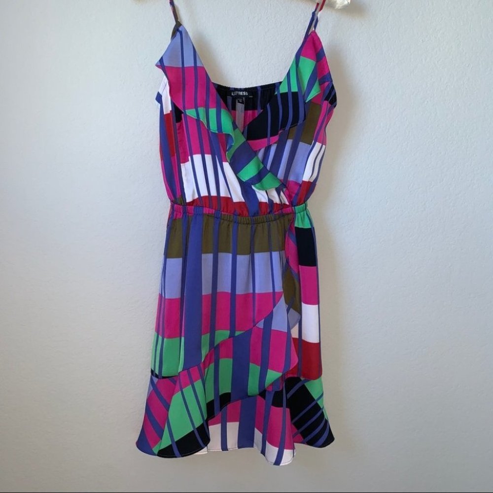 Striped Ruffle Wrap Cami Dress - Picture 4 of 11